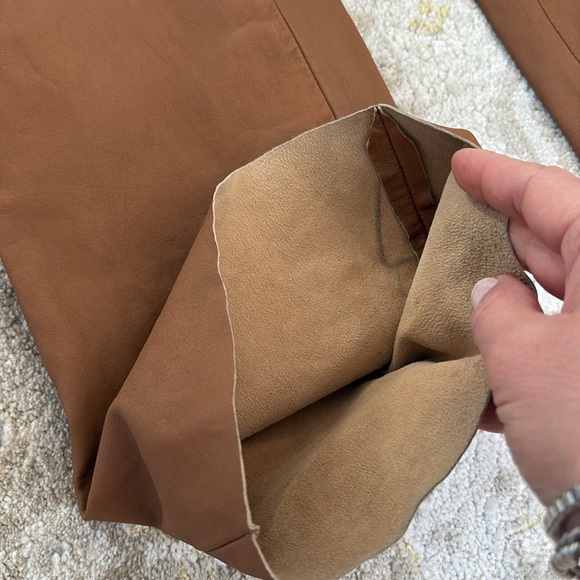 Vakko VS2 Vintage Beige Leather Pants Y2K - Picture 10 of 16